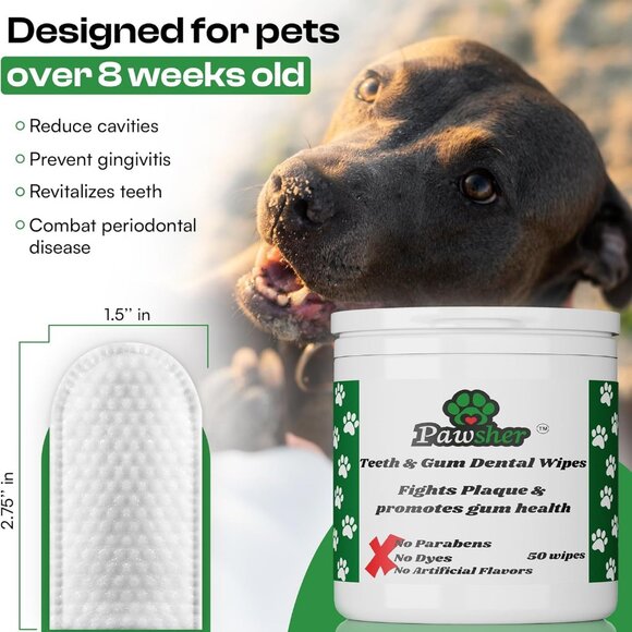 Dogs Dental Wipes | Fights Plaque, Freshens Breath & Promotes Gum Health | No Ri - Picture 6 of 7
